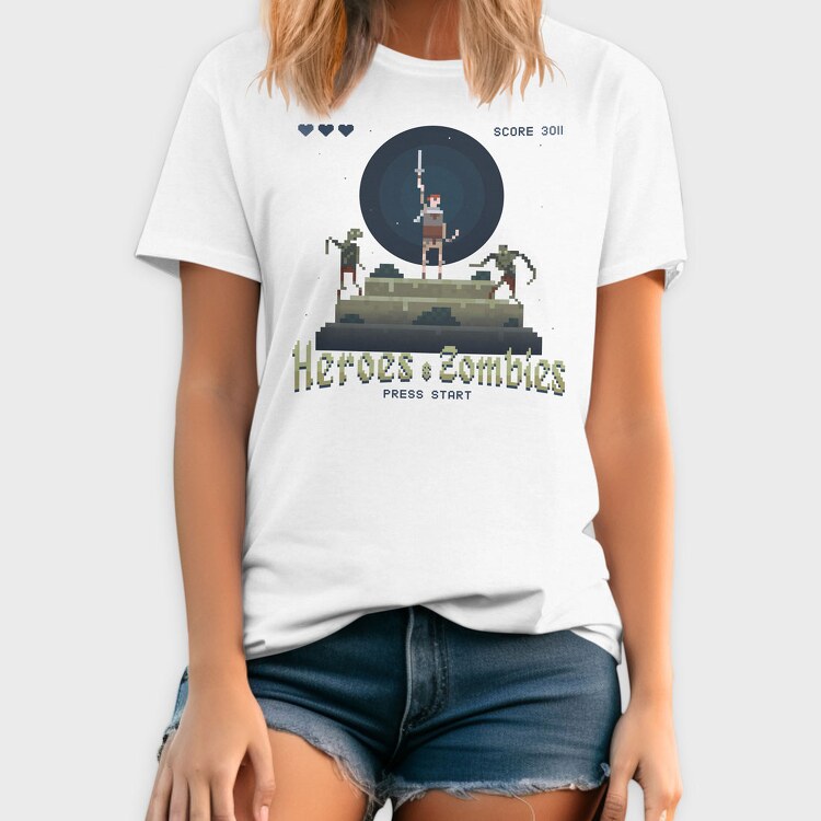 Heroes and Zombies Pixelart, Tricou Barbati (Unisex)