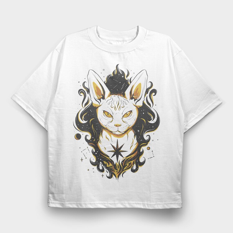 Space Sphynx Cat, Tricou Oversize Barbati (Unisex)
