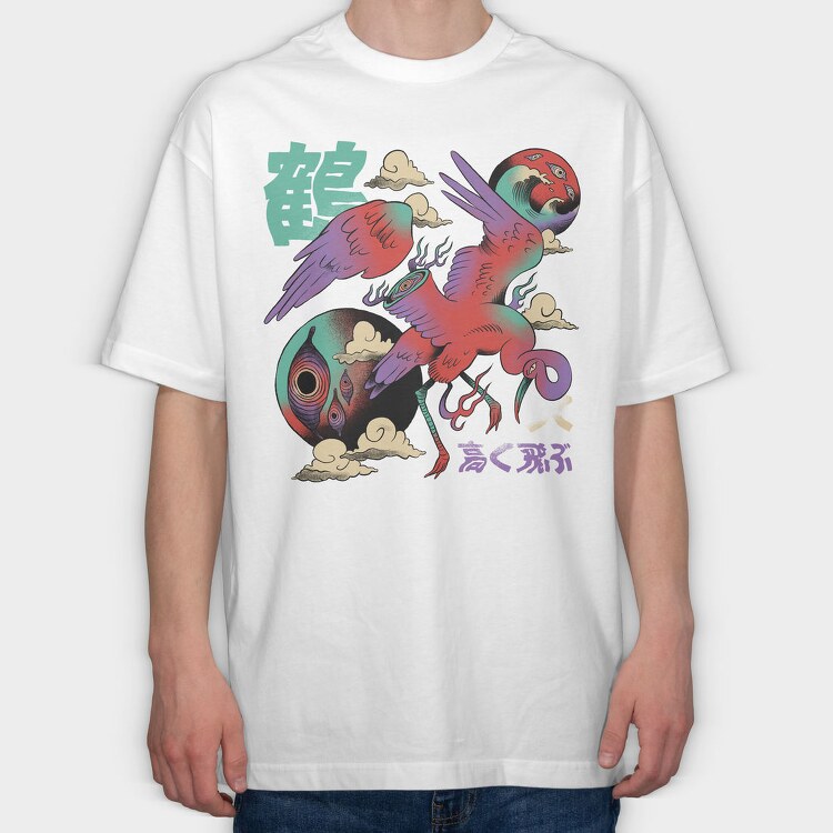 Psychedelic Japanese 01, Tricou Oversize Barbati (Unisex)