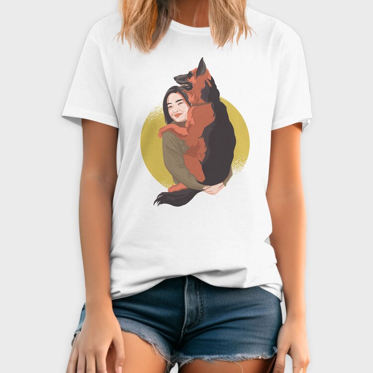Woman With Dog, Tricou Barbati (Unisex)
