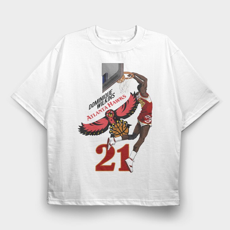 DOMINIQUE WILKINS Dunk1, Tricou Oversize Barbati (Unisex)