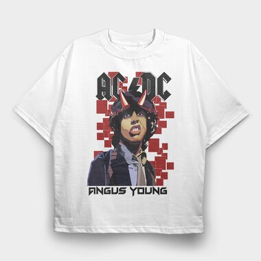 ANGUS YOUNG ACDC, Tricou Oversize Barbati (Unisex)
