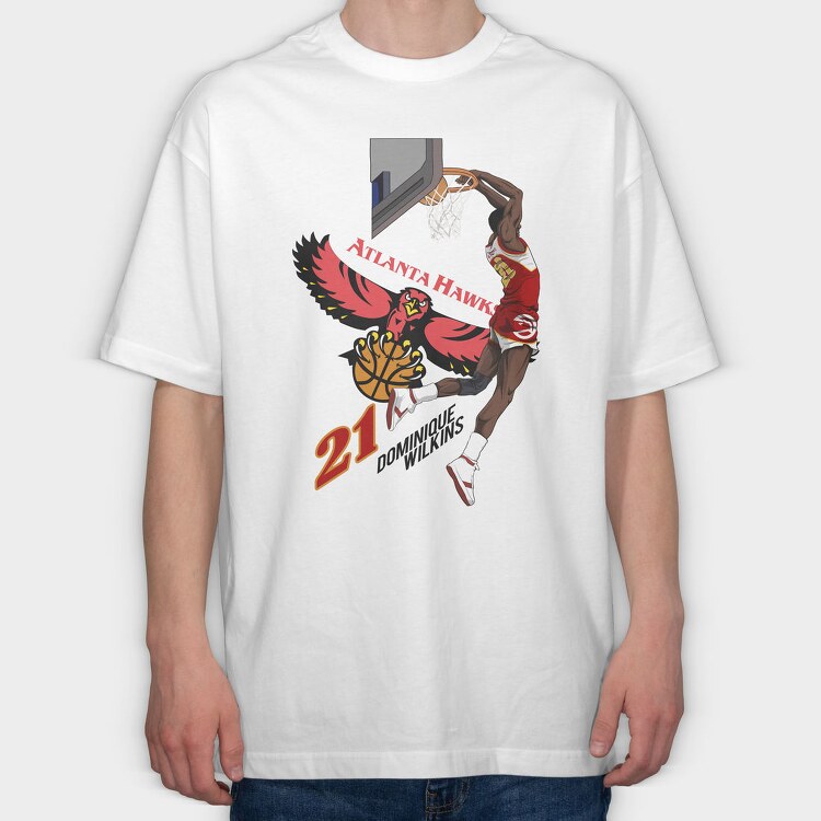 DOMINIQUE WILKINS Dunk2, Tricou Oversize Barbati (Unisex)