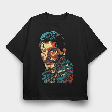 FREDDIE MERCURy Face Art, Tricou Oversize Barbati (Unisex)