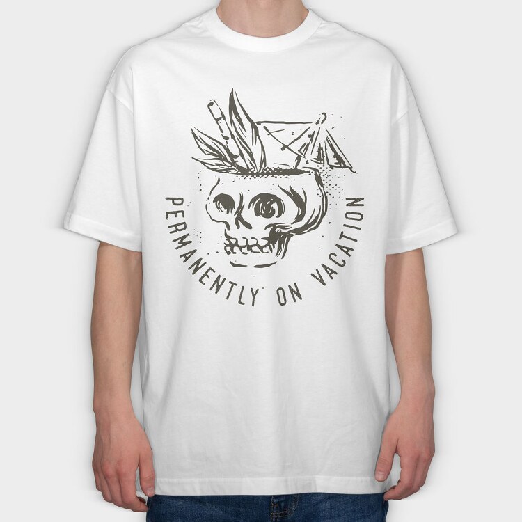 Summer Vacation Skull, Tricou Oversize Barbati (Unisex)