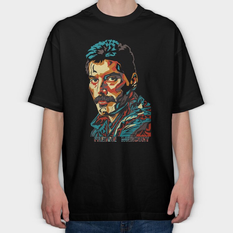 FREDDIE MERCURy Face Art, Tricou Oversize Barbati (Unisex)