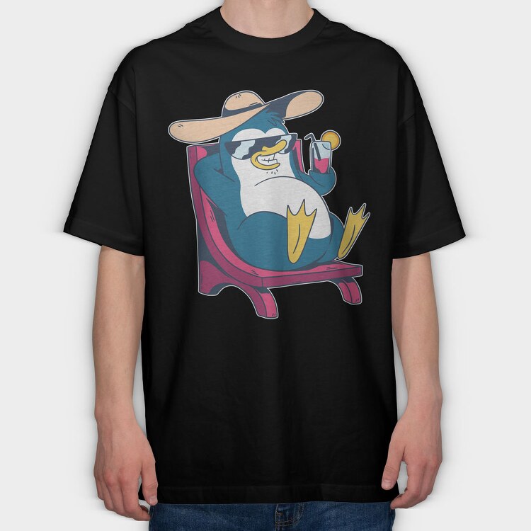 Cool Pinguin, Tricou Oversize Barbati (Unisex)