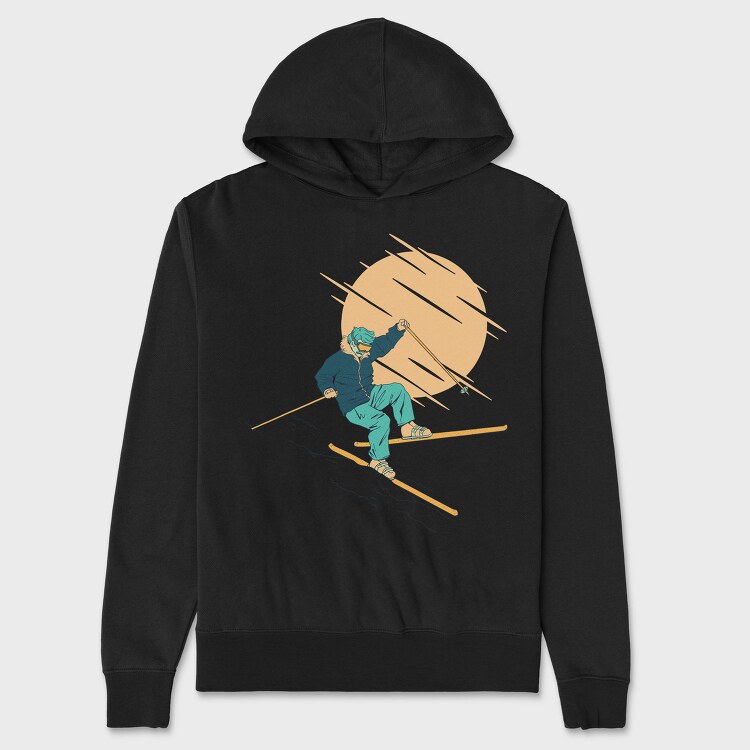 Skier Falling, Hanorac Oversize Barbati (Unisex)