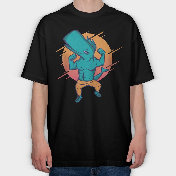 Muscular Whale, Tricou Oversize Barbati (Unisex)