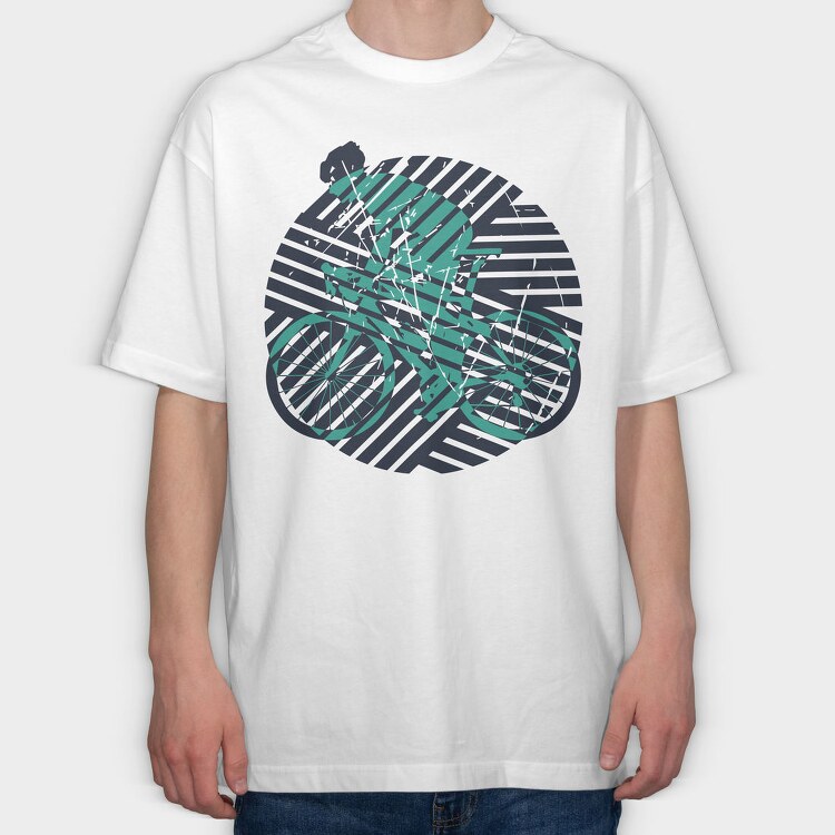 Geometric Bicycle, Tricou Oversize Barbati (Unisex)
