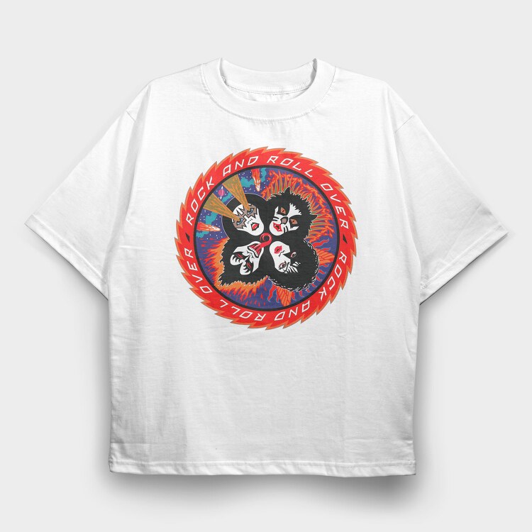 KISS Rock N Roll, Tricou Oversize Barbati (Unisex)
