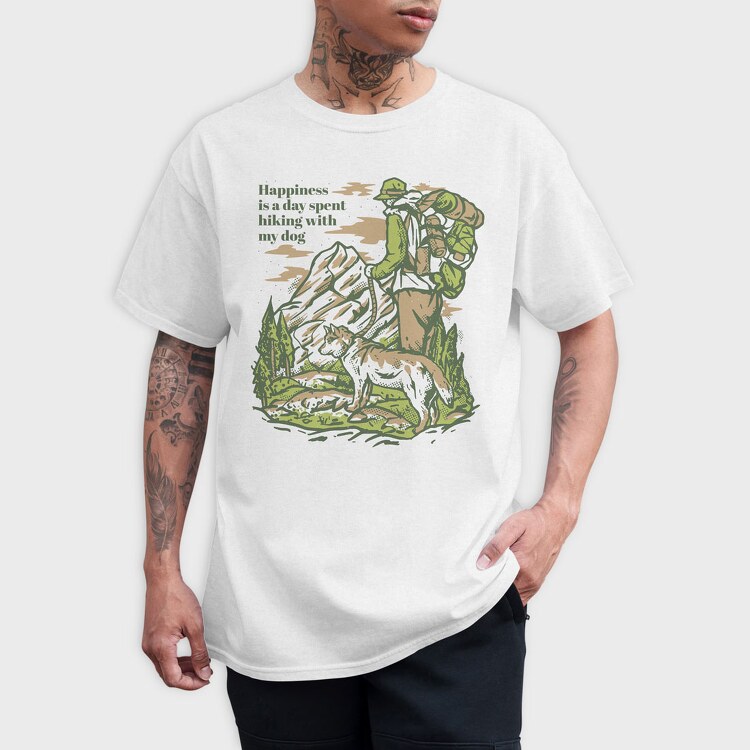 Hiking With My Dog, Tricou Barbati (Unisex)