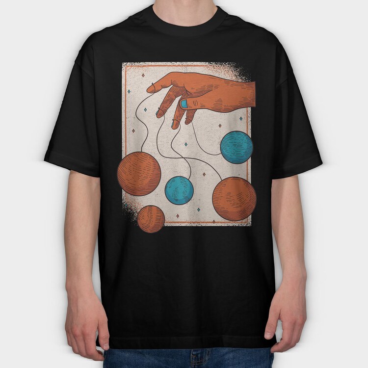 Hand Planets, Tricou Oversize Barbati (Unisex)