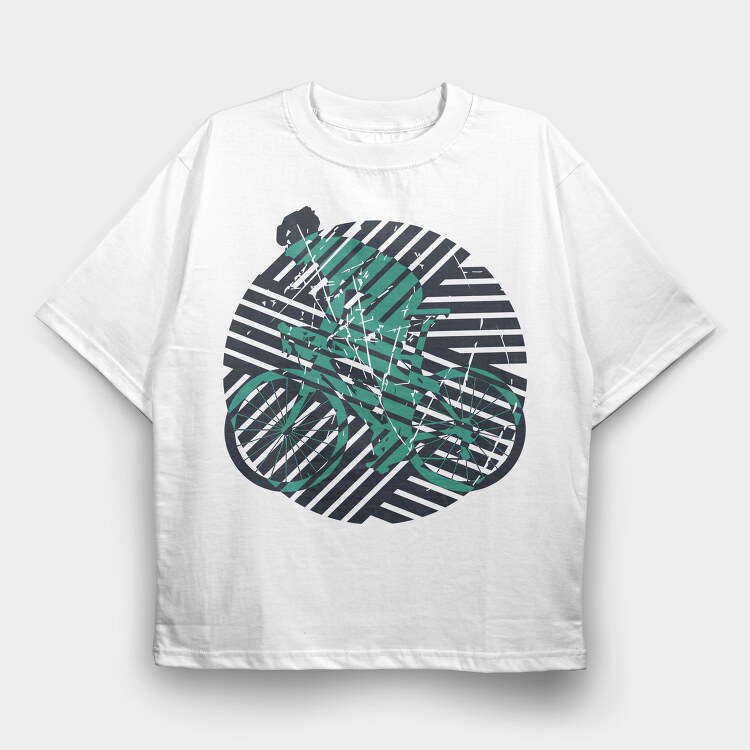 Geometric Bicycle, Tricou Oversize Barbati (Unisex)