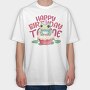 Cute Frog On Cupcake Birthday Mug, Tricou Oversize Barbati (Unisex)