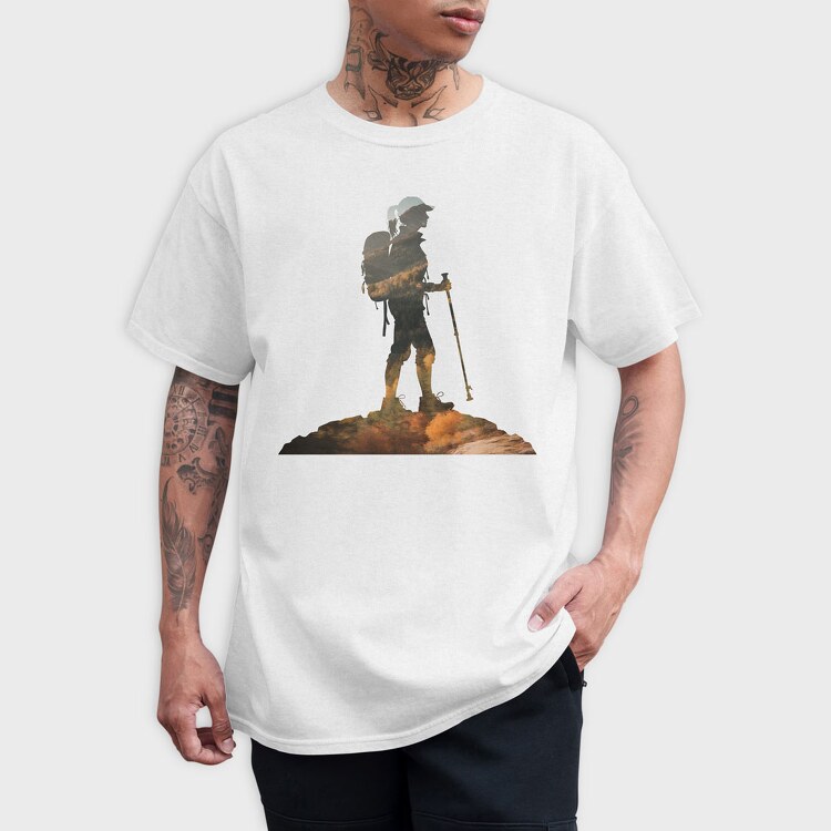 Hiking Woman Mountains Exposure, Tricou Barbati (Unisex)