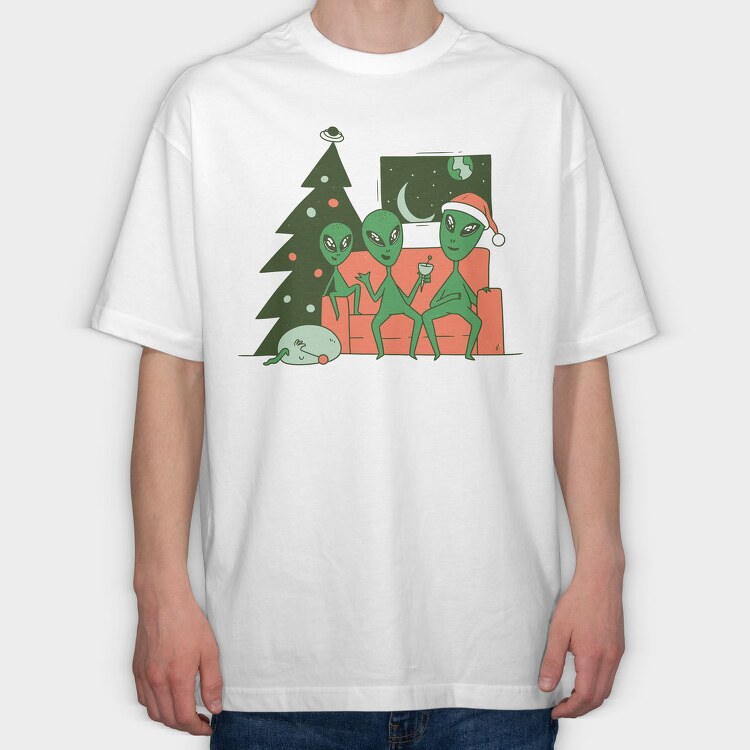 Alien Christmas, Tricou Oversize Barbati (Unisex)