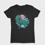 Axolotl Riding Dinosaur Trex, Tricou Femei