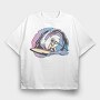 Astronaut Surf, Tricou Oversize Barbati (Unisex)