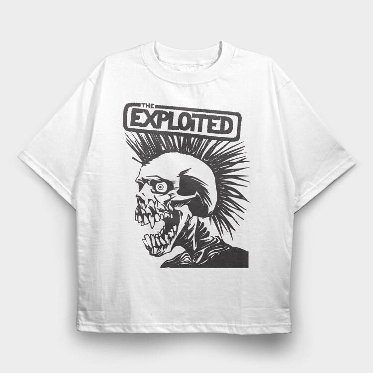 THE EXPLOITED B&W, Tricou Oversize Barbati (Unisex)