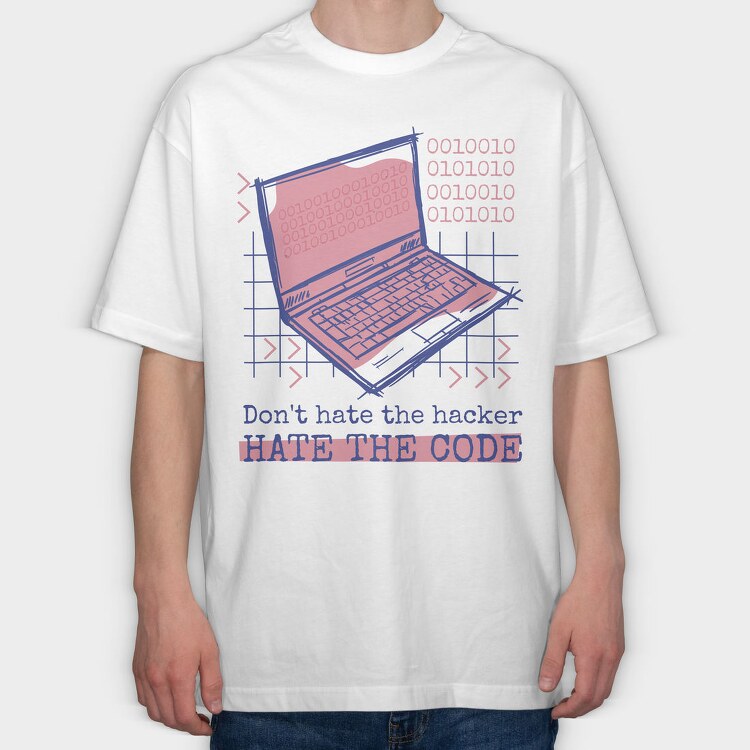 Computer Hacker Code, Tricou Oversize Barbati (Unisex)