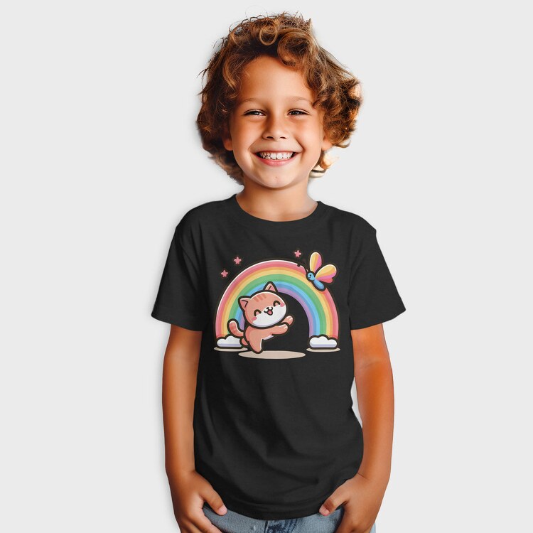 Cat Rainbow Cartoon, Tricou Copii