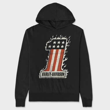 Harley Davidson Flames Stars Flag, Hanorac Oversize Barbati (Unisex)