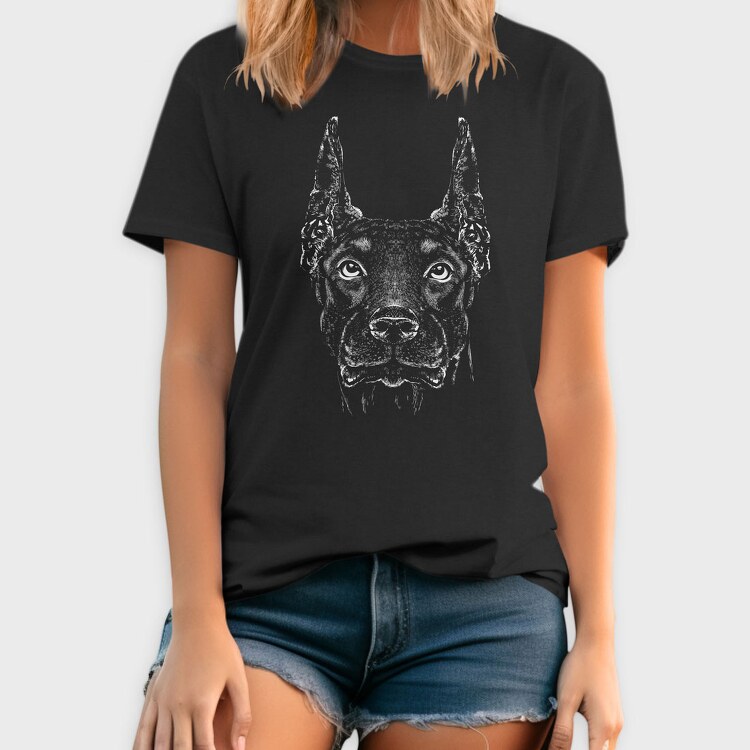 Monochrome Doberman, Tricou Barbati (Unisex)