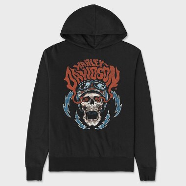 Harley Davidson Skull Biker, Hanorac Oversize Barbati (Unisex)