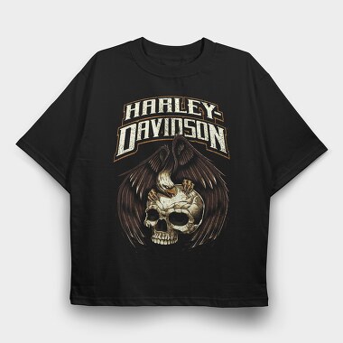 Harley Davidson Skull Eagle, Tricou Oversize Barbati (Unisex)