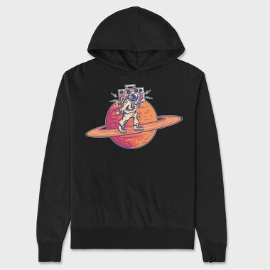 Astronaut Saturn, Hanorac Oversize Barbati (Unisex)