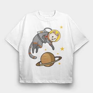 Cat in Space, Tricou Oversize Barbati (Unisex)