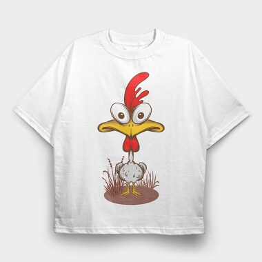 Funny Chicken, Tricou Oversize Barbati (Unisex)