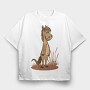 Horse Cartoon, Tricou Oversize Barbati (Unisex)