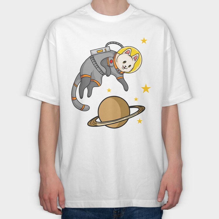 Cat in Space, Tricou Oversize Barbati (Unisex)