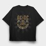 Acdc Bell Flames Eyes 2, Tricou Oversize Barbati (Unisex)