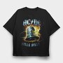 Acdc Bell Flames Eyes, Tricou Oversize Barbati (Unisex)
