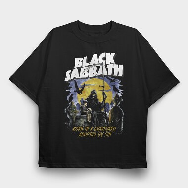 Black Sabbath Graveyard Sin, Tricou Oversize Barbati (Unisex)