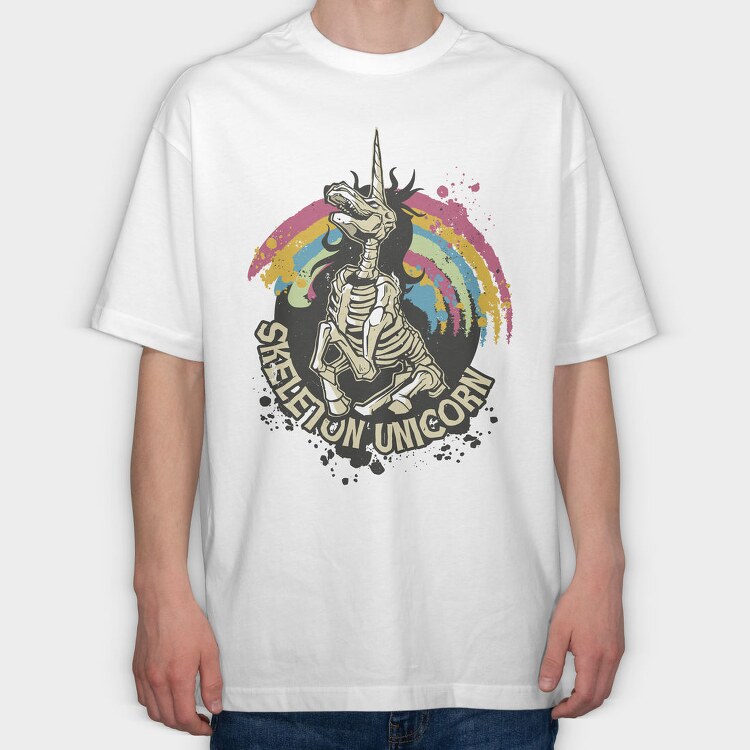 Skeleton Unicorn, Tricou Oversize Barbati (Unisex)