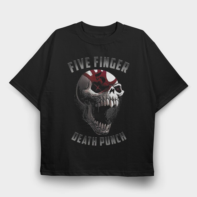 Five Finger Death Punch Skull Crosses Eyes, Tricou Oversize Barbati (Unisex)