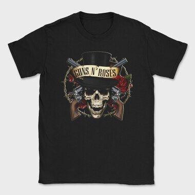 Guns N Roses Skull Top Hat, Tricou Barbati (Unisex)