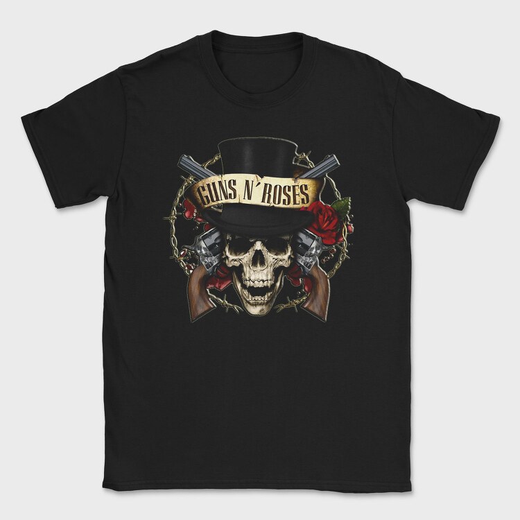 Guns N Roses Skull Top Hat, Tricou Barbati (Unisex)