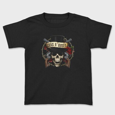 Guns N Roses Skull Top Hat, Tricou Copii