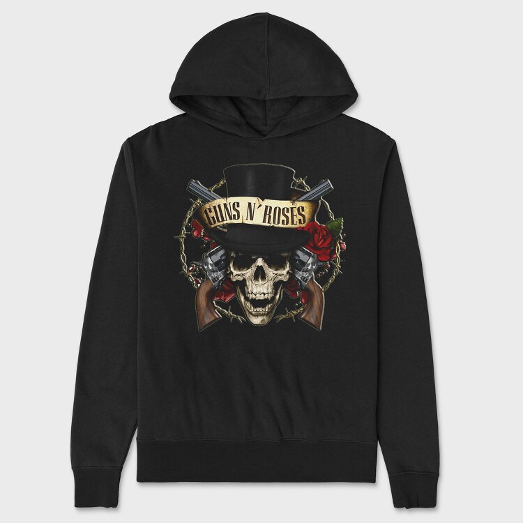 Guns N Roses Skull Top Hat, Hanorac Oversize Barbati (Unisex)