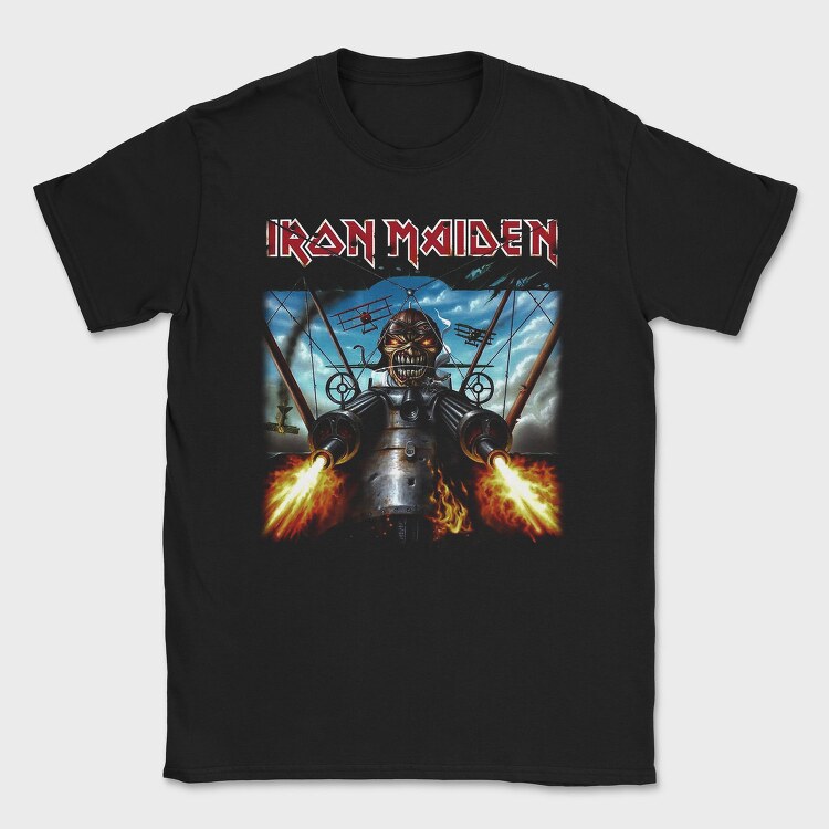 Iron Maiden Robot Face Flames, Tricou Barbati (Unisex)