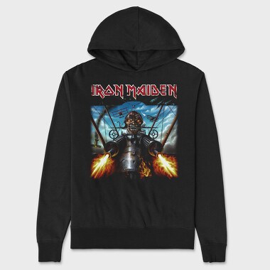 Iron Maiden Robot Face Flames, Hanorac Oversize Barbati (Unisex)