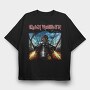 Iron Maiden Robot Face Flames, Tricou Oversize Barbati (Unisex)