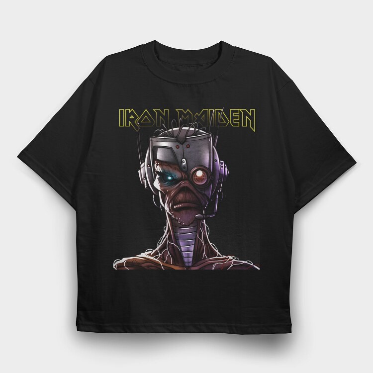Iron Maiden Robot Face, Tricou Oversize Barbati (Unisex)