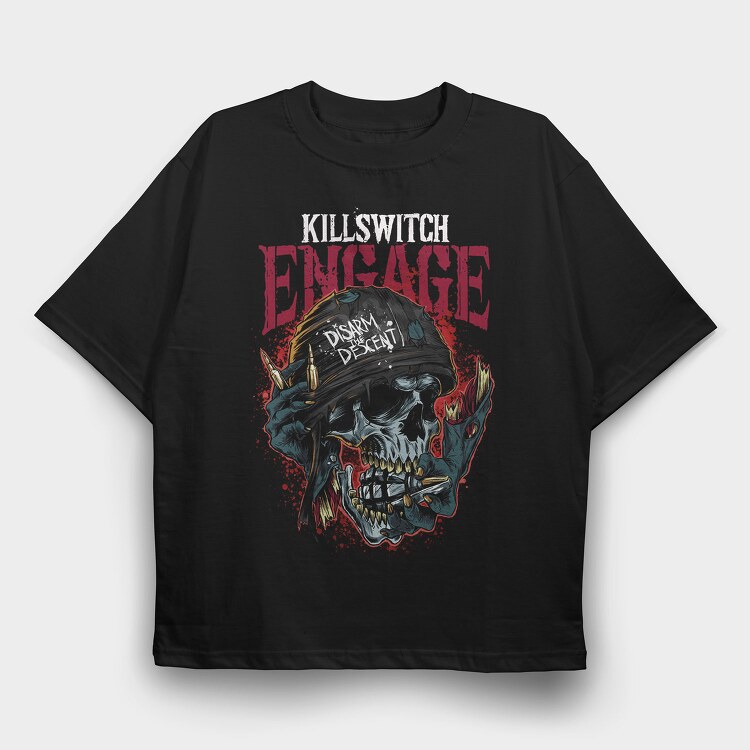 Killswitch Engage Skull Flames, Tricou Oversize Barbati (Unisex)