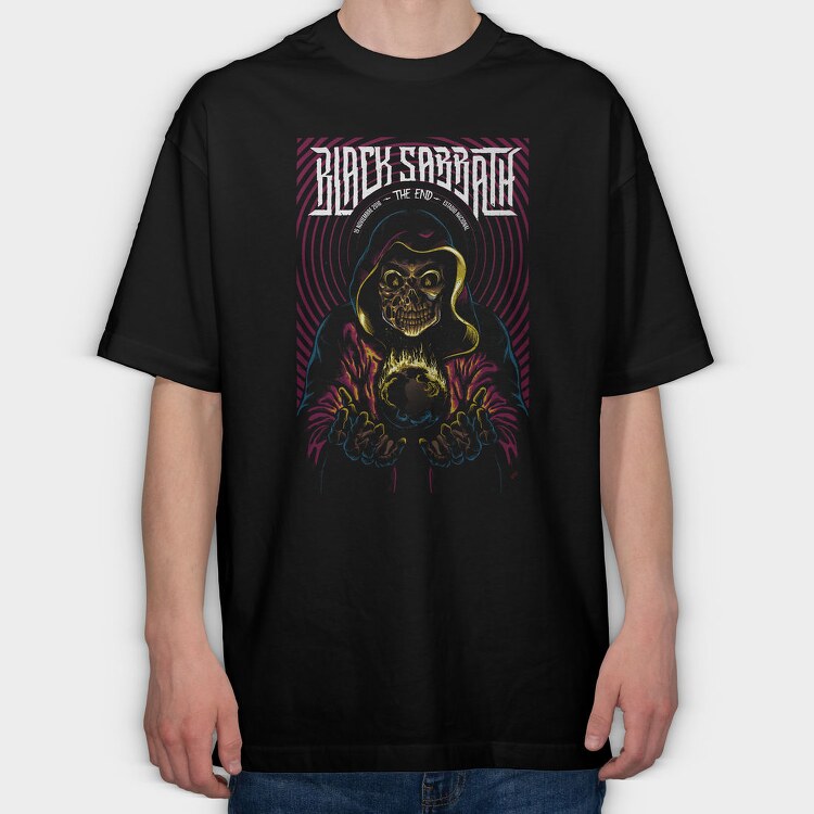 Grim Reaper Flames Crosses 2, Tricou Oversize Barbati (Unisex)